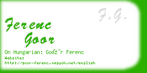 ferenc goor business card